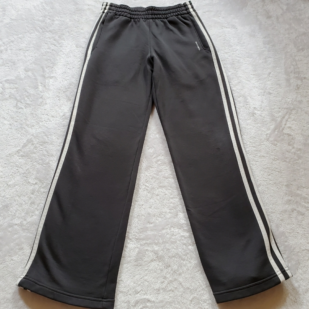 Adidas Boys Size Large Climawarm Sweatpants Gray And White